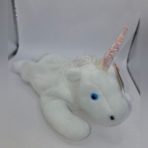 White Plush Unicorn with Iridescent Horn